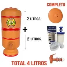 Bebedouro de Água Filtro de Barro Tradicional 4L Completo com Vela, Boia e Torneira -Envio Imediato!