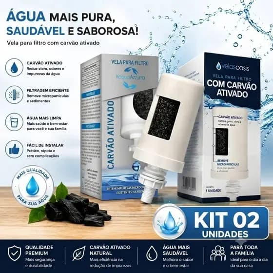 Vela Filtro Barro Tripla Ação Alcalina PREMIUM Eleva PH