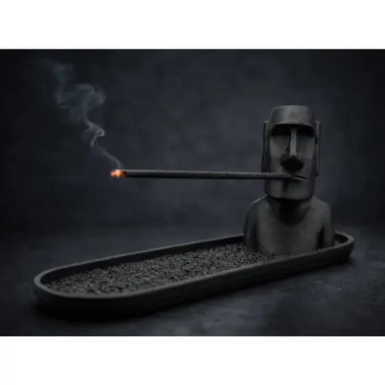 Incensário Porta Incenso Moai Estátua Ilha de Páscoa Decorativo Criativo Para Mesa