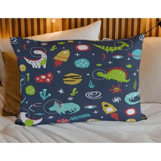 Fronha Infantil Personalizada Capa de Travesseiro Dinosauro 70x50 em Micropercal