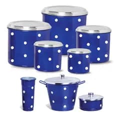 Jogo De Lata e Kit Pia Alumínio Colorido Póa - Jogo De Lata e Kit Pia Alumínio Com Bolinhas