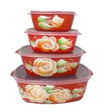 Kit 4 Potes Decorados à Mão em Plástico para Organização e Armazenamento de Cozinha