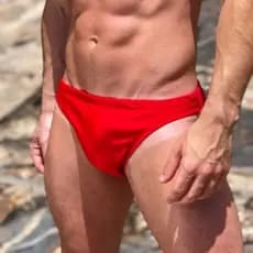 SUNGA SUPER SLIP VERMELHA LISA - Masculina slim  Moda Praia cavada de banho forro frente e costa
