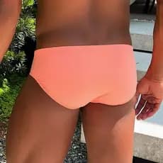 SUNGA SLIP SALMÃO CORAL - Masculina slim  Moda Praia Short Sunga de banho masculina lisa slip forro frente e costa luxo