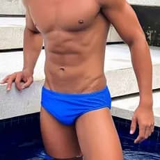 SUNGA SLIP AZUL ROYAL BIC - Masculina slim  Moda Praia Short Sunga de banho masculina lisa slip forro frente e costa