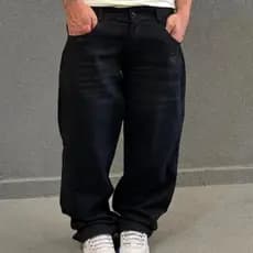 Calça Balão Baggy bag Jeans Preta Oversized Boca Larga Masculina Feminina Streetwear