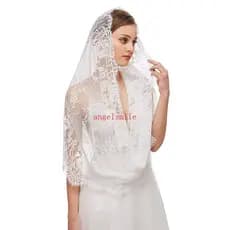 Lace Mantilla Véu Católico Elegante Floral Lenço Para Coberturas Cabeça Massa Latina