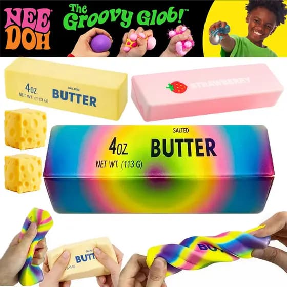 [Estoque Pronto] Novo Bastão De Manteiga Fidget Toys Squishy Elastic Cheese Stick Engraçado Descompressão Estresse Ansie