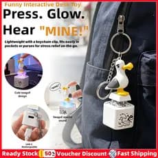 3 Pcs Engraçado Seagull Mine Chaveiro Com Luz Sonora Tipo-C Recarregável Alívio Do Estresse Brinquedo Brilhante Bolsa Fo