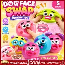 4pcs Curiosidades Cão Rosto Troca Brinquedo Mole , Popular Smushers Macio Moldável Bonito De Aperto De Ascensão Lenta ,
