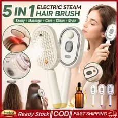 5 Em 1 Spray Elétrico Almofadas De Ar Massagem Pente Auto Limpeza Vapor Óleo Essencial Escova Recarregável Couro Cabelud