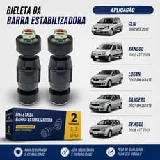 Par Bieleta Estabilizadora Dianteira Logan Sandero Symbol Clio Kangoo