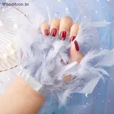 WoodAron Moda 8 Cores Pulseira Mangas Para Fotos De Unhas Penas Peças Punhos De Pulso De Pelúcia Manicure Mão Foto Decor