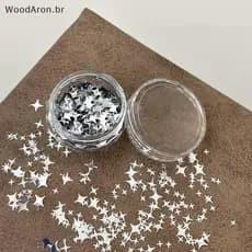 WoodAron 1 Caixa De Lantejoulas Em Forma De Estrela Com Glitter Para Unhas , Flocos Brilhantes , Paillette , Arte De Unh