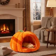 Cama Para Animais De Estimação Em Forma De Abóbora Gatos , Cães , Coelhos Com Isolamento De Algodão De Camada Dupla E Fo
