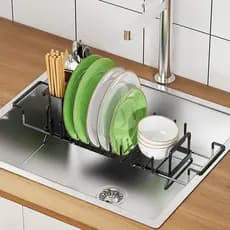 Rack De Secagem De Pratos De Metal Ajustável-Suporte Pequeno Para Placa De Bancada De Cozinha