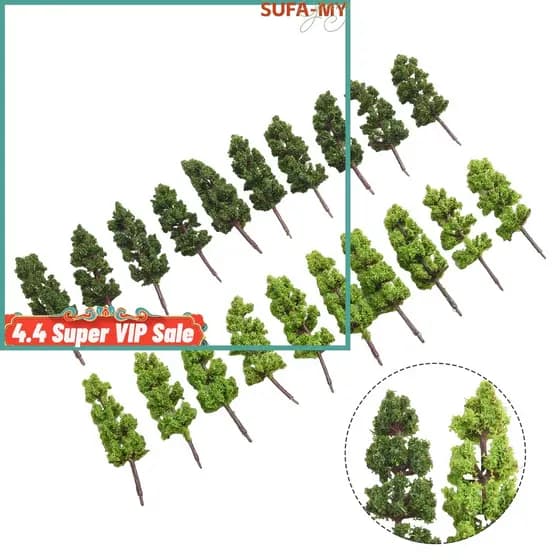 [SUFA] 20 Unidades Em Miniatura Paisagem Cenário Trem Ferrovias Árvores Modelo Escala 1 : 200 Verde