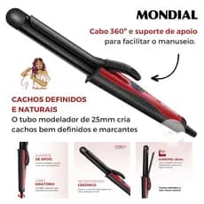 Modelador de Cachos 25mm Mondial 210ºC Infinity Chrome EM-12 BIVOLT - Original + Nota fiscal