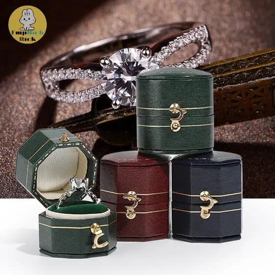 EMRRK > Caixa De Anel Portátil Vintage Requintado Moda High-end Jóias Shoog Adereços Luz De Noivado Novo
