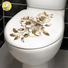 EMRRK > Linda Tampa De Vaso Sanitário De Lótus Para Banheiro , Decorativa , À Prova D'água , Autoadesiva , Nova