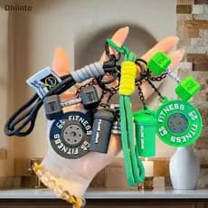 [Dhiint] Criativo Mini Série De Fitness Placas De Barra Chaveiro Com Bule Kettlebells Em Forma De D Simulação Halteres C