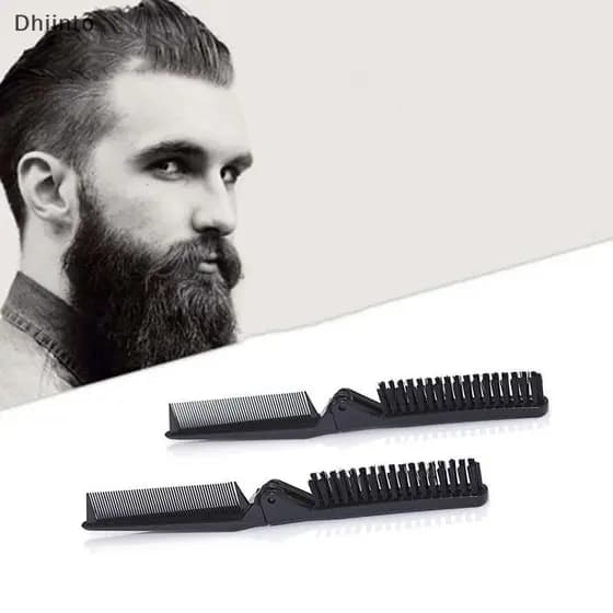 [Dhiint] Escova De Barba De Cerdas De Javali Macia Portátil Para Viagem , Massagem Dobrável , Antiestática , Ferramenta
