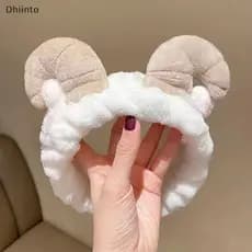 [Dhiint] Faixa De Cabelo De Pelúcia Coral Fofa E Macia Com Laço Para Lavar O Rosto Acessórios De Bandagem De Maquiagem E