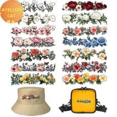 AYellowcat 7/14 Unidades Lindas Flores Remendos De Transferência De Calor Em Roupas Fáceis De Cortar De Vinil Térmico Pa