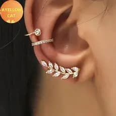 AYellowcat 3 Pçs/set Moda Boêmia Delicado Cristal Zircão Orelha Cuff Wrap Stud Clip Brincos Para Mulheres Jóias Presente