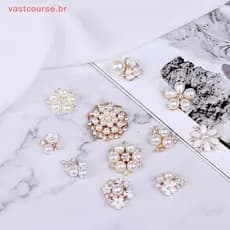 Vbr 10 Peças Botões De Enfeites De Strass Pérola Flatba Decorativo Para Artesanato BR