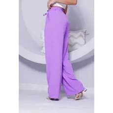 Calça Pantalona Forrada Feminina Cintura Alta Tecido Duna Com Elástico Na Cintura
