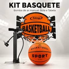 Kit De Basquete Tabela 60x54cm Madeira Kit Bola + Bomba De Ar Original