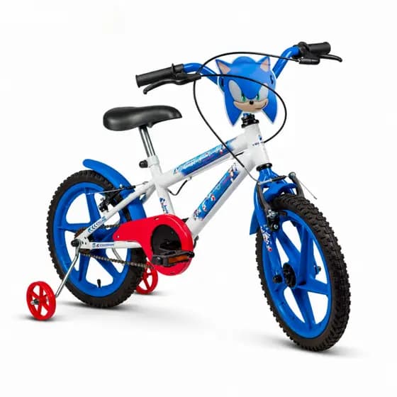 Bicicleta Infantil Aro 16 Sonic Com Rodinhas Menino Original