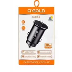 Carregador Veicular Turbo USB-C 30W PD 3.0 A'Gold Original Anatel