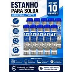 Kit 10 Tubos Estanho Solda Cast Fio 1mm 25g Liga 63/37