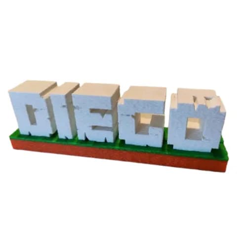 Nome Personalizado Minecraft Decor Gamer Mesa Quarto 3D