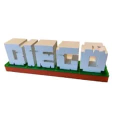 Nome Personalizado Minecraft Decor Gamer Mesa Quarto 3D