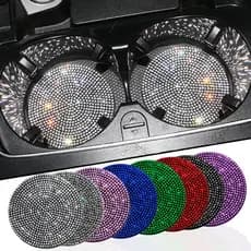 NEW Suprimentos Para Carros Bases Copos Com Incrustações Diamantadas Carro Cheio De Esteiras Redondas De Silicone Antiderrapante Isolamento Térmico Porta Universais Antiderrapantes