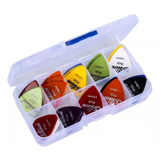 Kit 50 Palheta Paleta de Guitarra Violão ou Baixo c/ Estojo Caixinha
