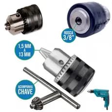 Mandril P/ Furadeira 1.5-13mm Rosca 3/8 - 24unf C/ Chave