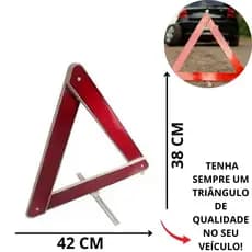 Triangulo P/ Carro Sinalização De Segurança Base de Ferro Sinalizador Vermelho Automotivo Original
