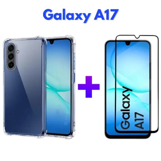 Samsung A17 Capa Transparente Anti Impacto + Película 3D Vidro Temperado Proteção Tela Kit Completo