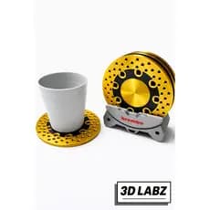 Kit 4 Porta Copos Disco de Frei Pinça Estilo Brembo Racing |Descanso de Copo Automotivo Freio a Disco Dourado Tuning |