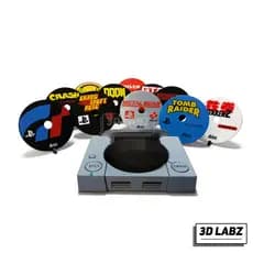 Kit 5 Discos Porta Copos Playstation 1 Retrô | Descanso de Copos Suporte Console e CDs de Jogos |