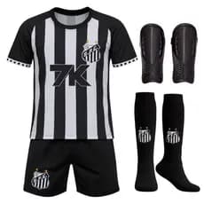 Kit Conjunto de Futebol Infantil Juvenil PEIXE com Camisa e Bermuda Meião Caneleira