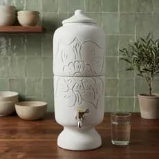 Bebedouro De Barro 3 Litros Natural Rústico Pintado Decorado Cozinha flor purificador filtrador filtro