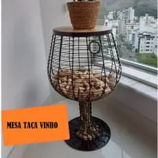 Porta Rolhas De Vinho Mesinha Taça Rustica Decorativa Adega amantes vinho