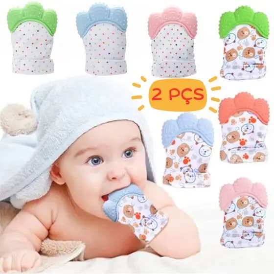 Mordedor para Bebê Kit com 2 Modelo Luva, Ideal para Gengiva e Dentição