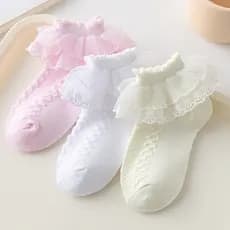 Meia Menina Infantil e para Bebê de Renda Daminha e Batizado