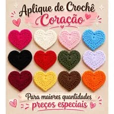 Aplique Coração de Crochê OU Chaveiro Coraçãozinho de Crochê Brinde Lembrancinha Mimo Cliente ou Aplicação em Artesanato